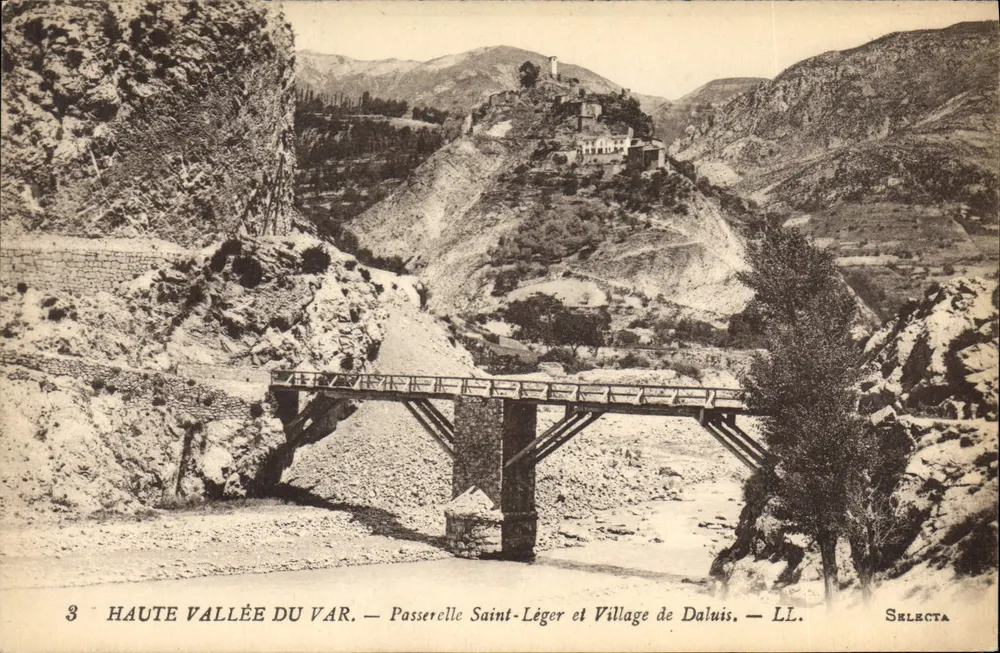 Höhere Tal des Var — Brücke Saint-Léger und Dorf Daluis — LL. — Selecta - Vorderseite