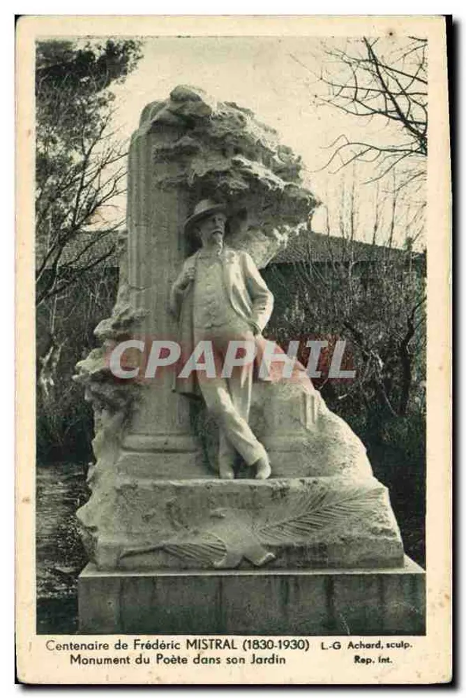 Denkmal des Dichters in seinem Garten — Centenar von Frédéric Mistral (1830-1930) — L.-G. Achard, Bildhauer - Vorderseite