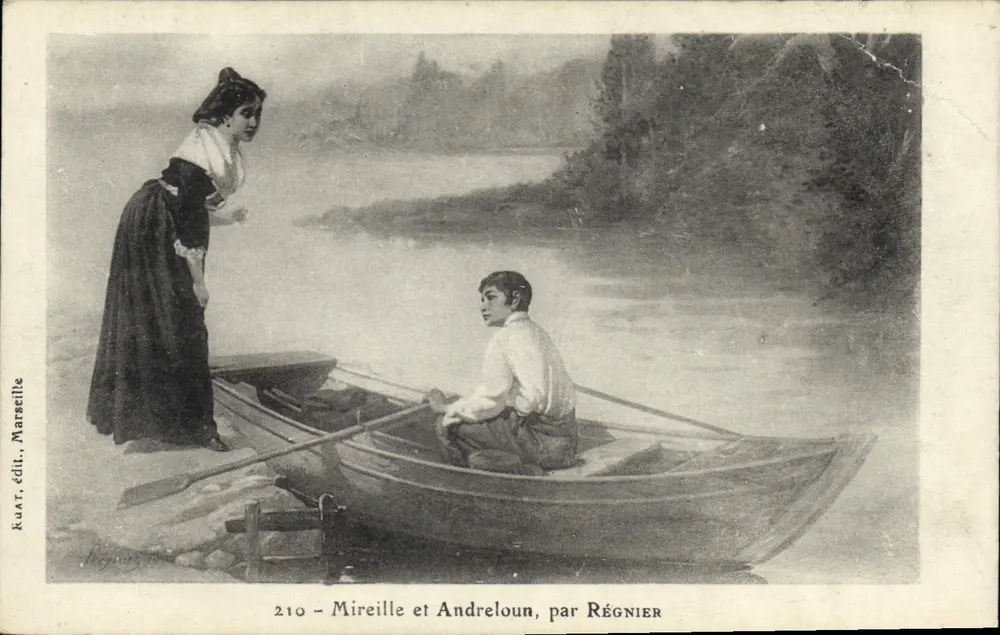 Mireille en Andreloun — rivierlandschap — ed. Kuat, Marseille, nr. 210 - Voorkant
