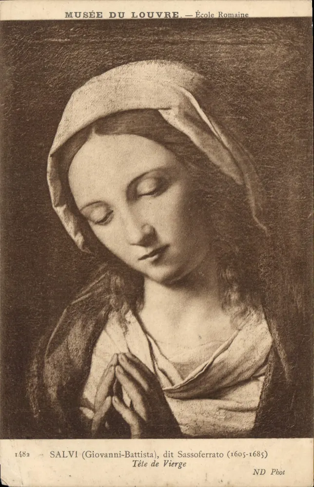 Museu do Louvre — Escola Romana — Salvi (Giovanni-Battista, conhecido como Sassoferato 1605-1685) — Tela de Virgem - Frente