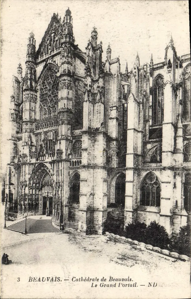 Beauvais — Kathedrale von Beauvais. Der Große Portal — ND - Vorderseite