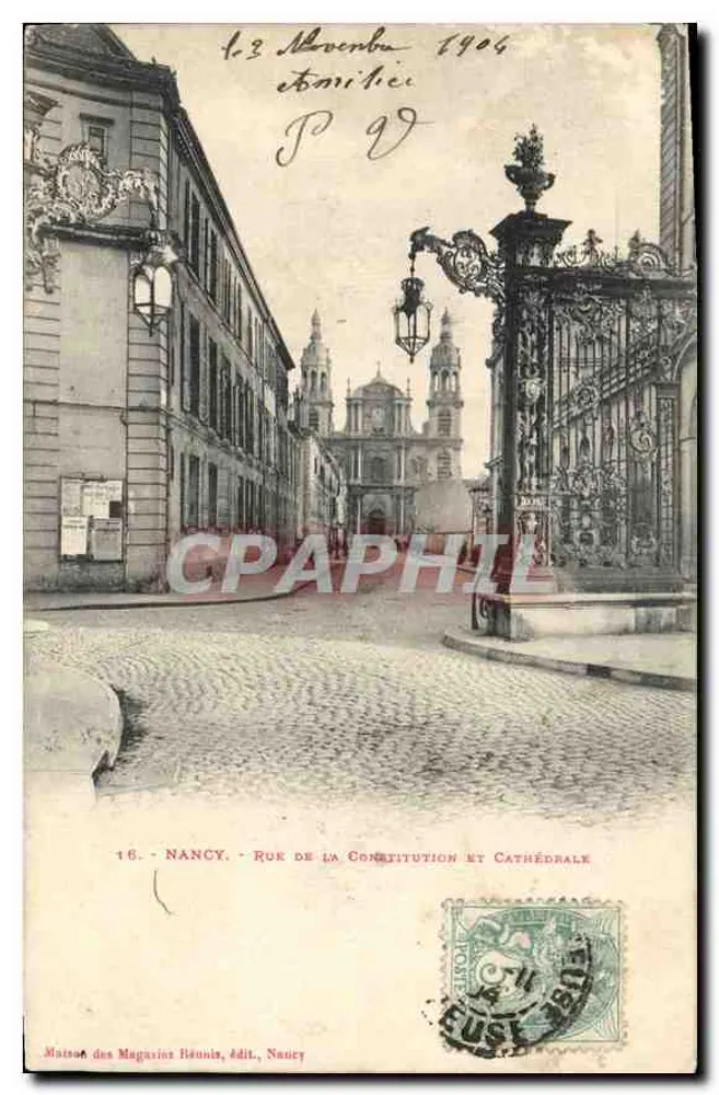 NANCY - Rue de la Constitution i Katedra — Maison des Magasins Réunis, wyd. nr 16 - Awers