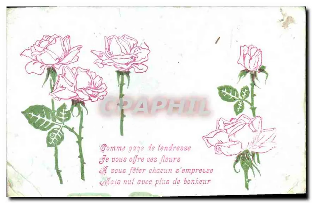 Roses — illustration avec poème — éditeur anonyme - Frente