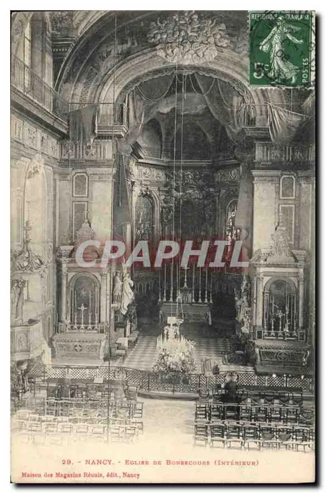 Nancy - Église de Bonnecourse (intérieur) — Maison des Magasins Réunis, édit. Nancy, n°29 - Frente
