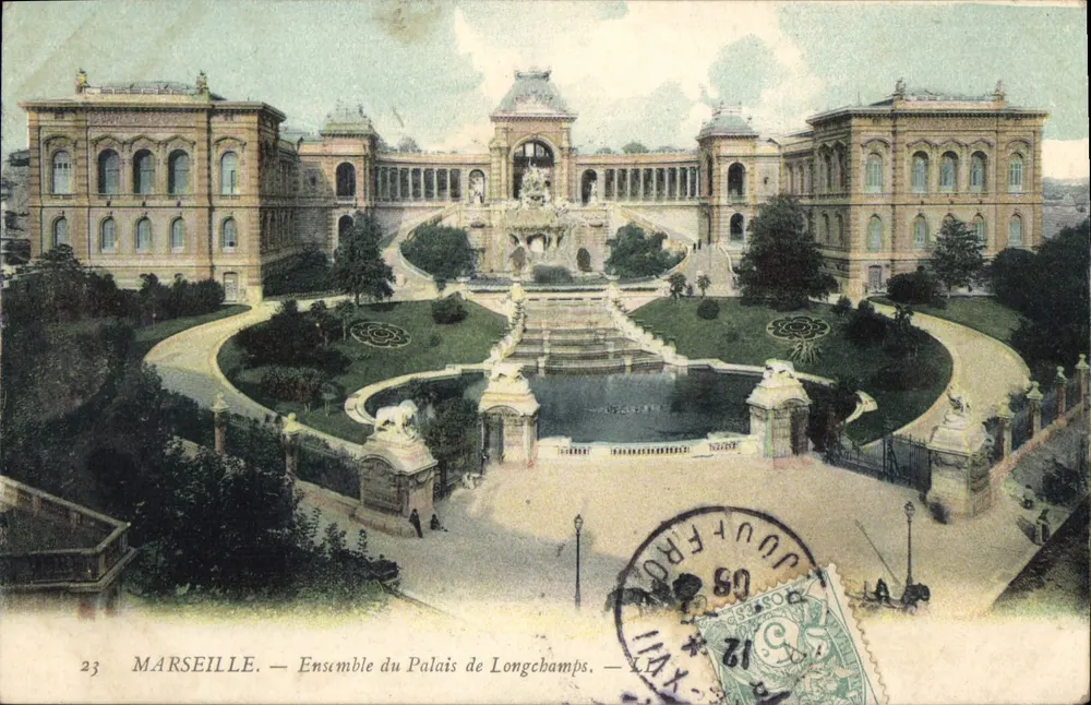 Marselha — Conjunto do Palácio de Longchamps — Editor L.T. n°23 - Frente