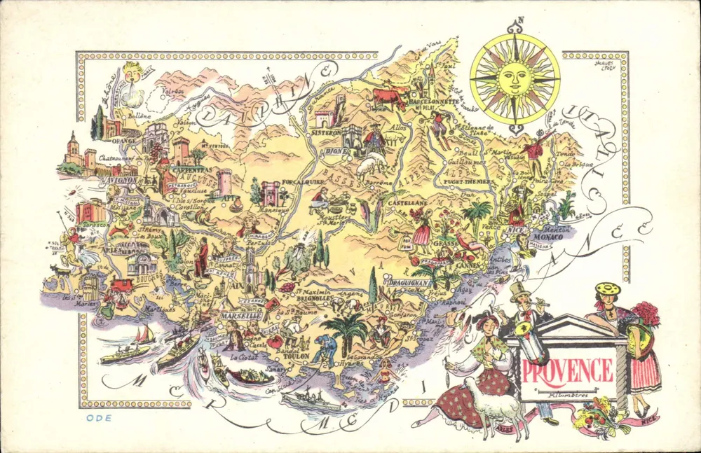 Provence — carta postal ilustrada — editor ODE - Frente