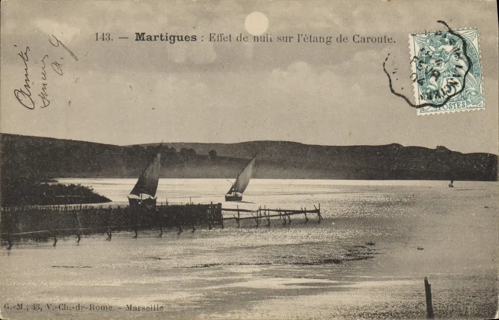 Martigues : Nachtansicht am Caroute-See — G. M. 43, V. Ch. de Rome - Marseille - Vorderseite