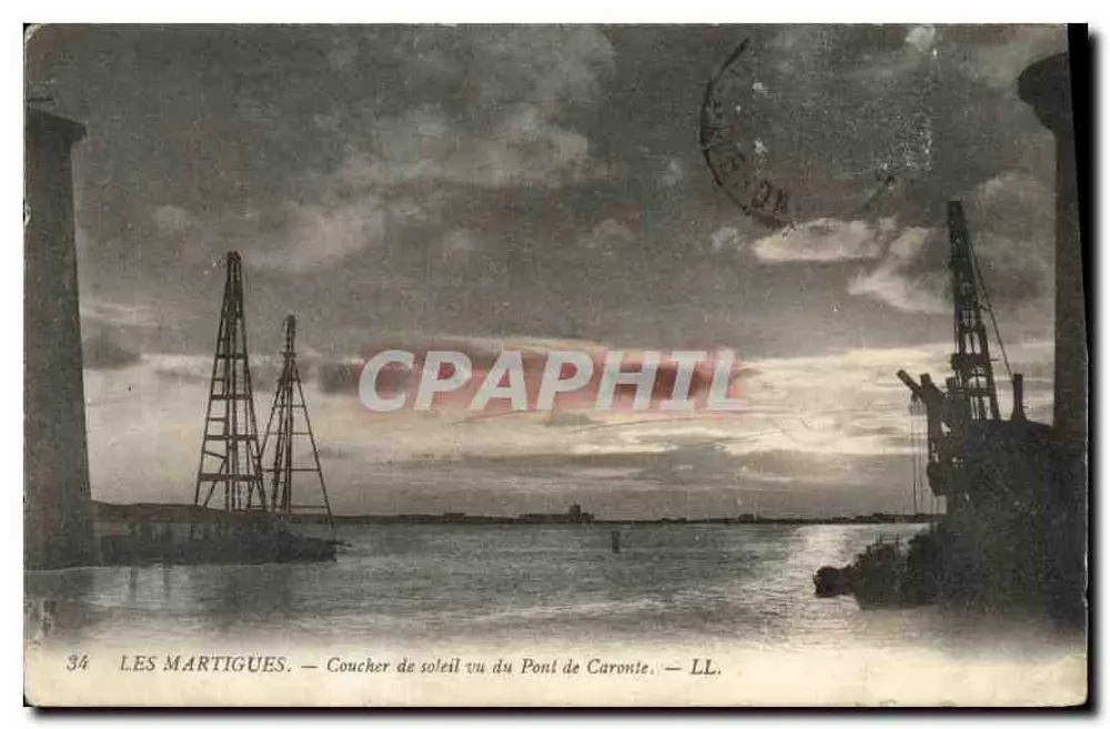 Les Martigues — Sonnenuntergang von der Pont de Caronte — LL. n°34 - Vorderseite