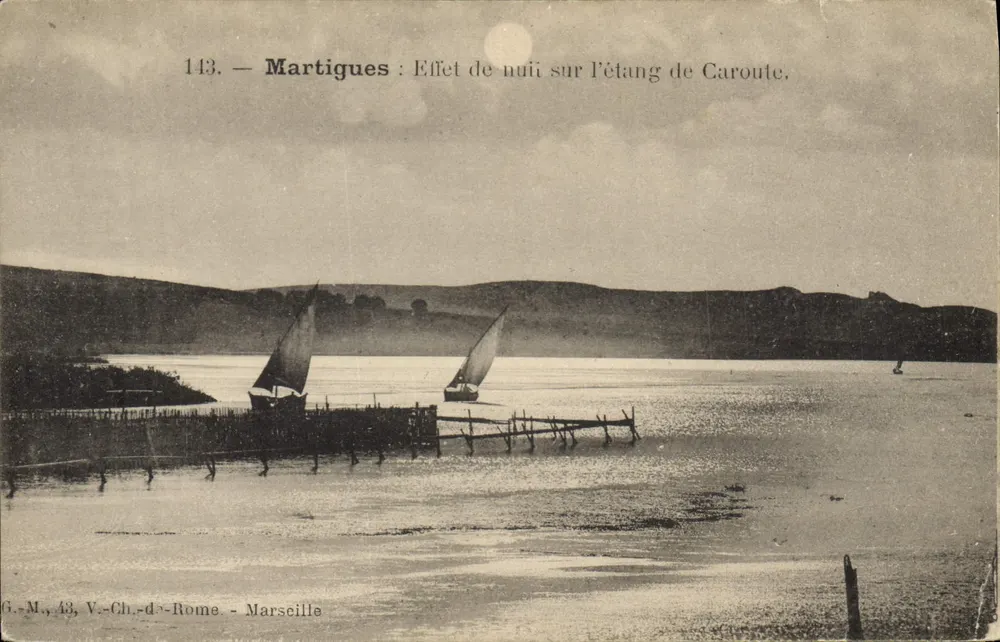 Martigues — Nachtleuchteffekt am Caroute-See — G. M., 43, V.-Ch.-d.-Rome - Marseille - Vorderseite