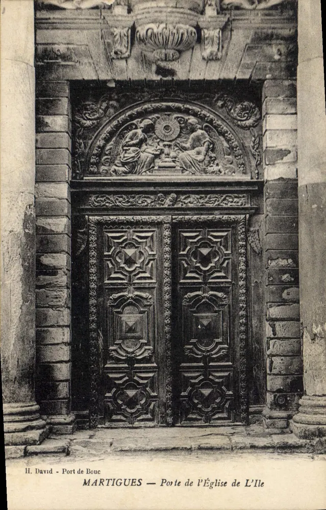 Martigues — Puerta de la Iglesia de la Isla — H. David - Port de Bouc - Anverso