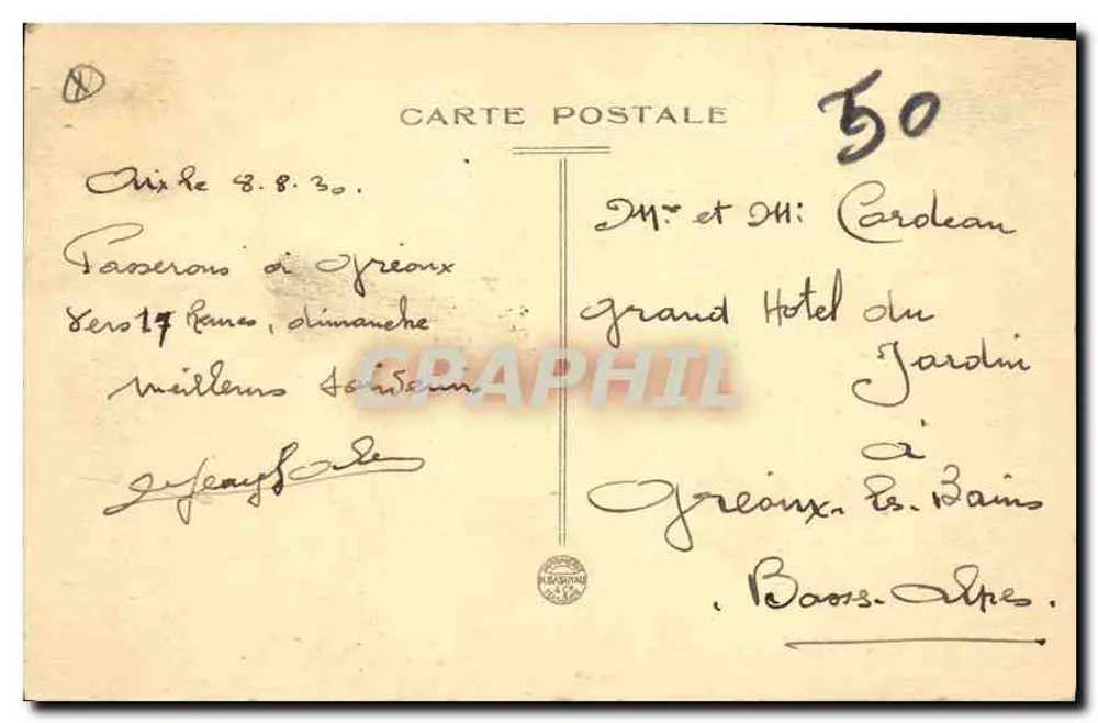 Aix-en-Provence — Die Große Fontäne — Verlag Boute - Rückseite