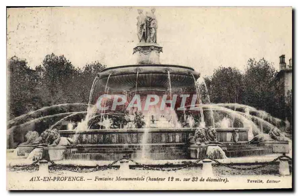 Aix-en-Provence — Fontaine Monumentale (altura 12 m. sobre 32 de diâmetro) — Tavelle, Editor - Frente