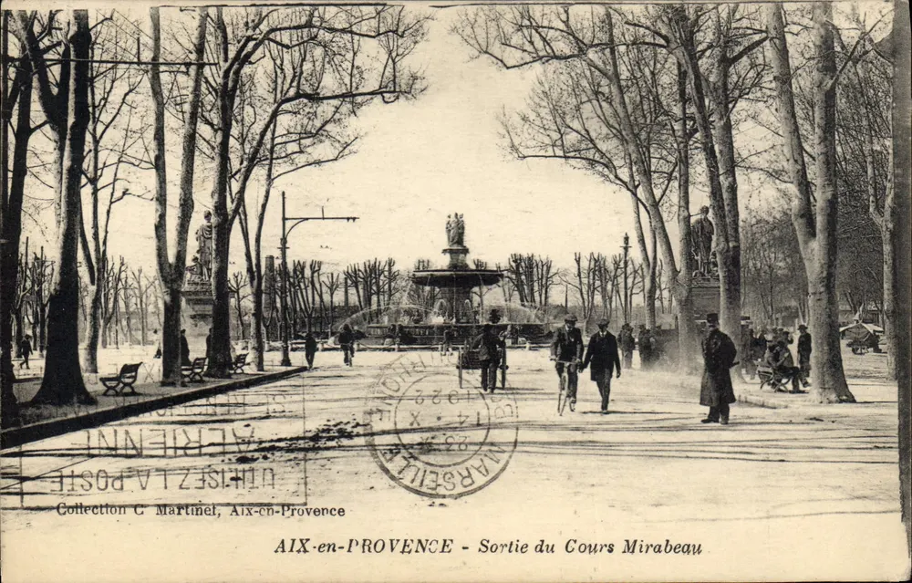 AIX-EN-PROVENCE - Saída do Cours Mirabeau — Coleção C. Martinet - Frente