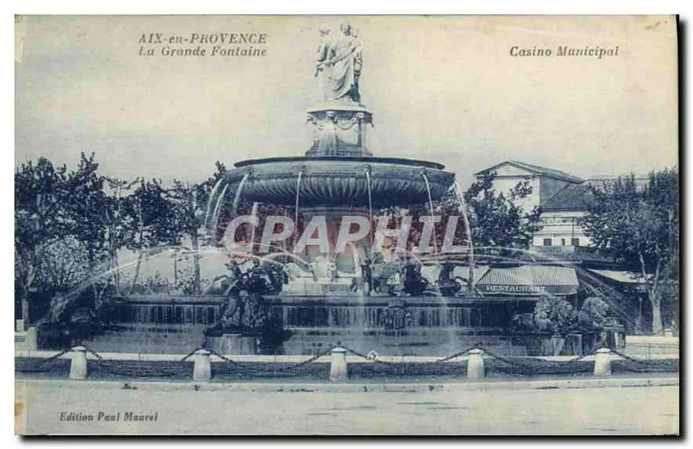 AIX-EN-PROVENCE — Die Grande Fontaine und der Kommunalcasino — Edition Paul Maurel - Vorderseite