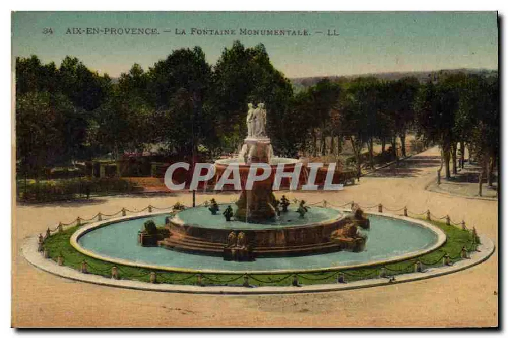 Aix-en-Provence — Monumentale Fontäne — LL - Vorderseite