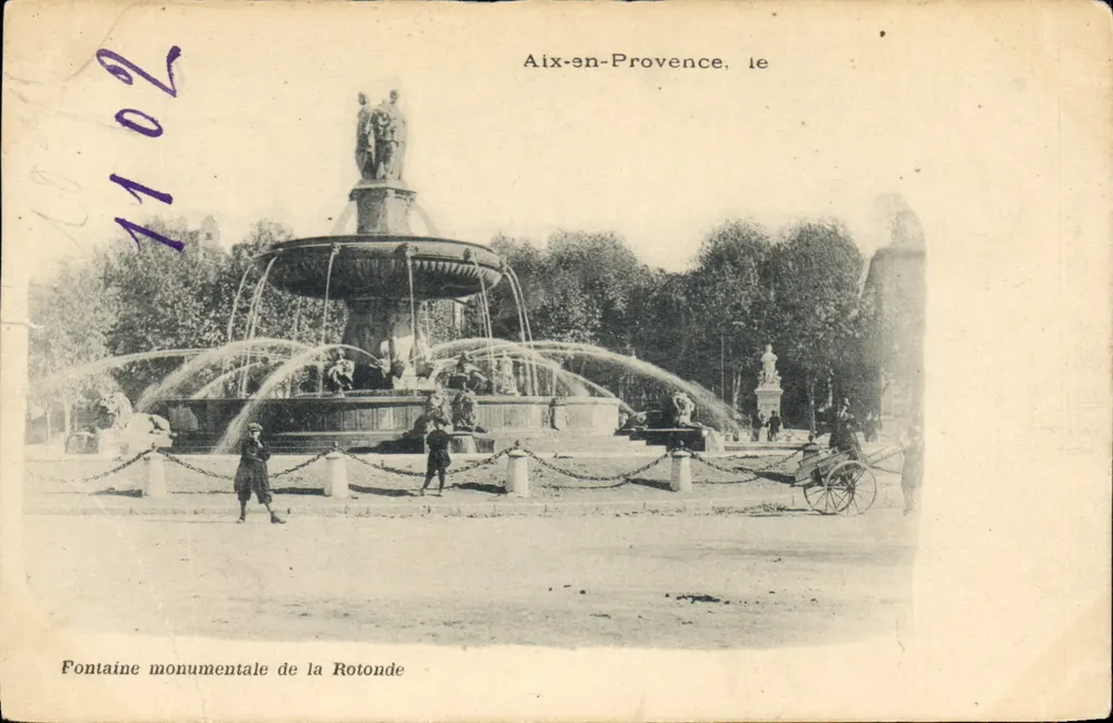 Aix-en-Provence — Monumentale Fontaine der Rotonde — Verlag unbekannt, Seriennummer 1102 - Vorderseite