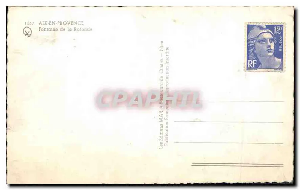 Fontaine de la Rotonde — Aix-en-Provence — Éditions MAP - Rückseite