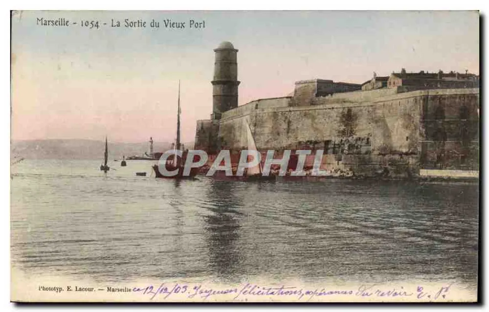 Marseille - 1054 - Ausfahrt vom Vieux Port — Phototyp. E. Lacour - Vorderseite