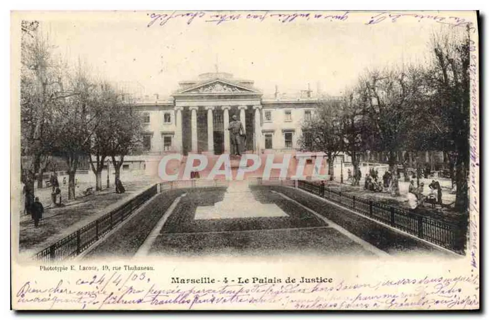 Marselha - O Palácio de Justiça — Fototipia E. Lacour, 19, rue Thubaneau - Frente