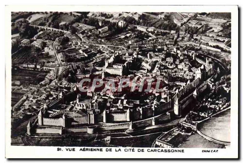 Vista aérea da cidade de Carcassonne — Cliché C.A.F. — n°91 - Frente