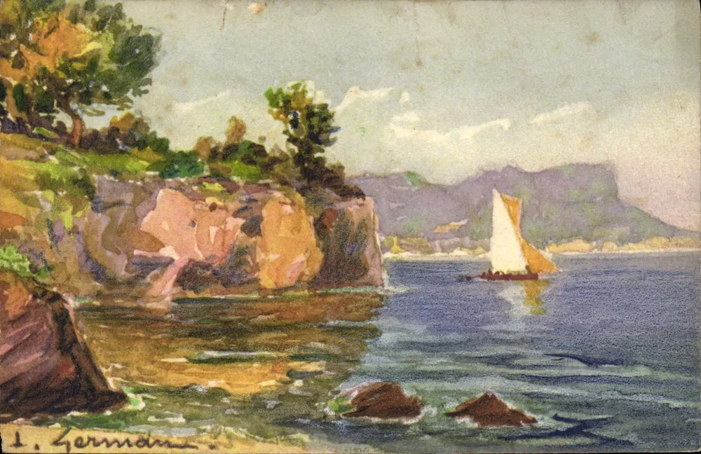 L'Estérel — paisage côtier avec voile — I. Germane — STF No. 711 - Frente