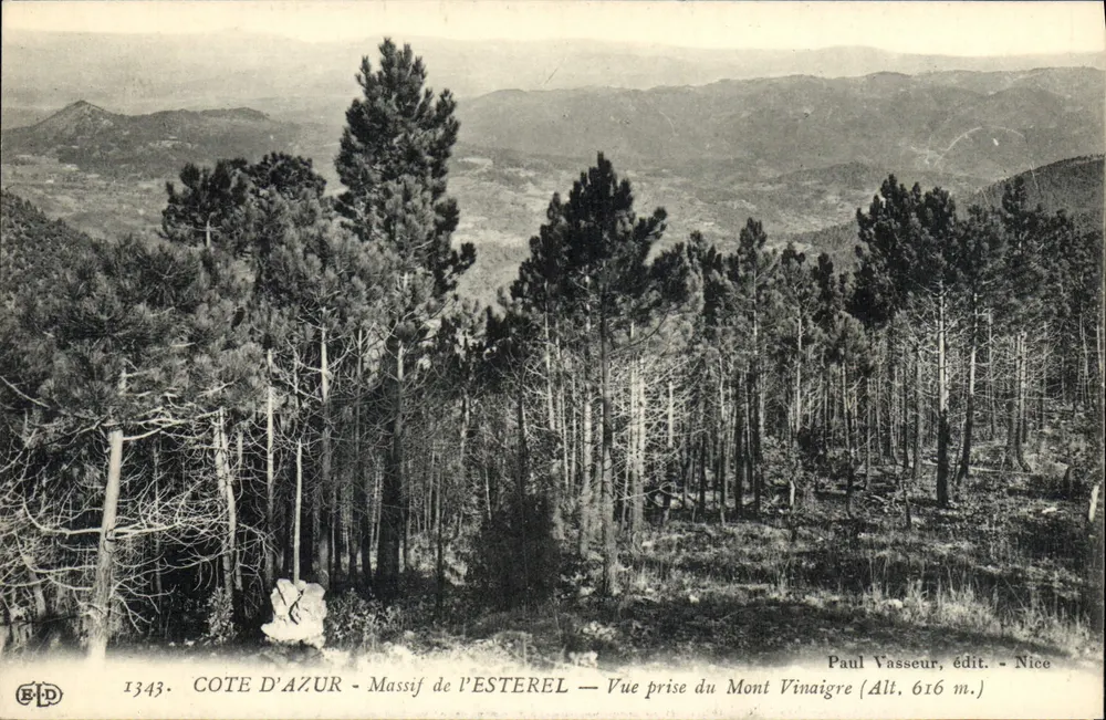 Côte d'Azur - Massif de l'Esterel — Ansicht vom Mont Vinaigre (Höhe 616 m.) — Paul Vasseur, Verlag - Nice - Vorderseite