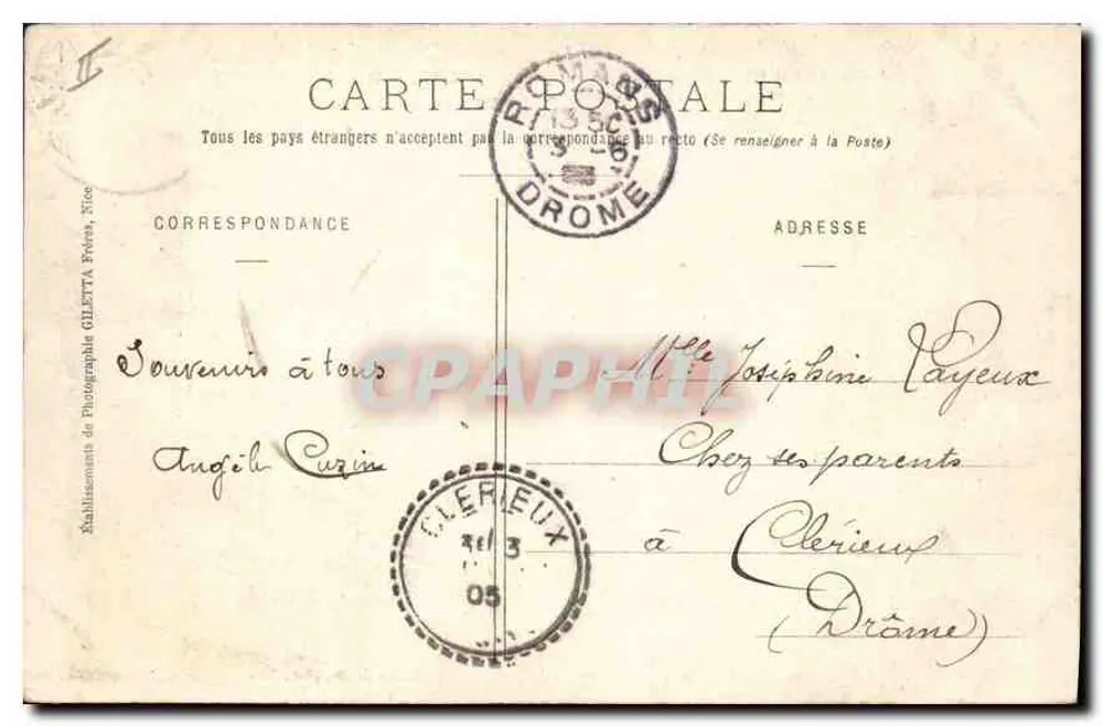 Cap Brun — Pointe de l'ESTEREL — Edition Giletta, photo Nice - Rückseite