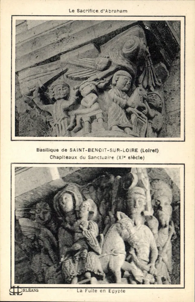 Der Opfergang Abrahams — Kapitelle des Heiligtums — Basilika Saint-Benoît-sur-Loire (Loiret) - Vorderseite