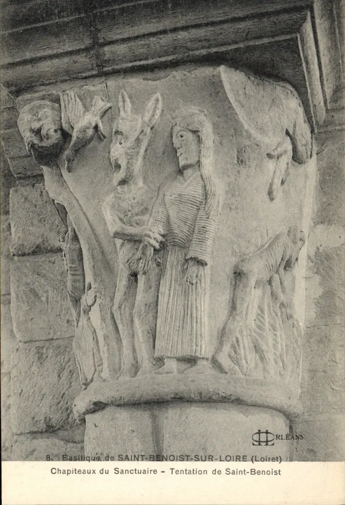 Basilika von Saint-Benoist-sur-Loire — Kapitelle des Heiligtums — Versuchung des Saint-Benoist — Verlag DRLEANS, Nr. 8 - Vorderseite