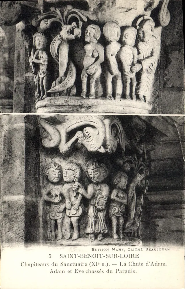 Saint-Benoît-sur-Loire — Kapitelle des Heiligtums (11. Jahrhundert) — Ausgabe Mahy, Aufnahme Beaujouan - Vorderseite