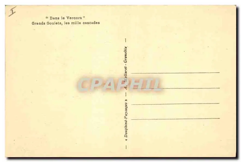 Grands Goulets, die tausend Wasserfälle — In den Veroors — Verlag Dauphine-Paysages, Grenoble - Rückseite