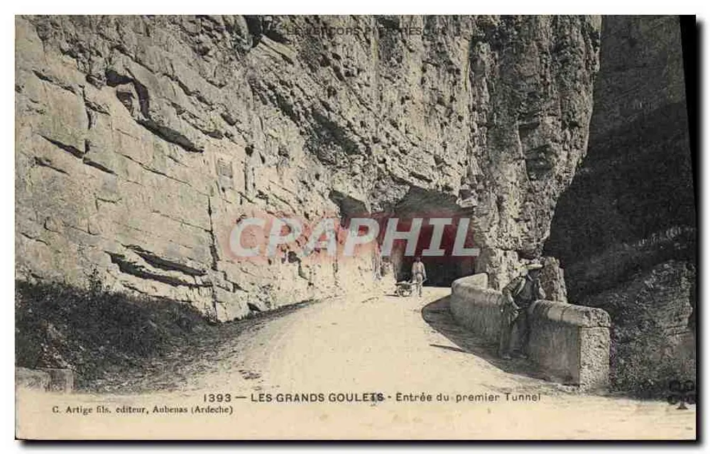 Les Grands Goulets — Entrada do primeiro Túnel — C. Artige filho, editor, Aubenas (Ardeche) n°1399 - Frente