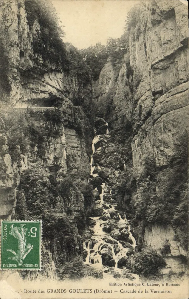 Rota dos Grandes Goulets (Drôme) — Cachoeira da Vernaison — Edição Artística C. Latour, em Romans - Frente