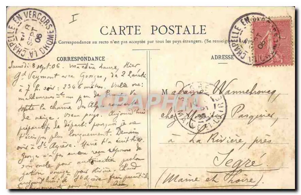 O Vercors — Estrada dos Grandes-Goulets — Coleção P. Peyrouze, Valence, n°398 - Verso