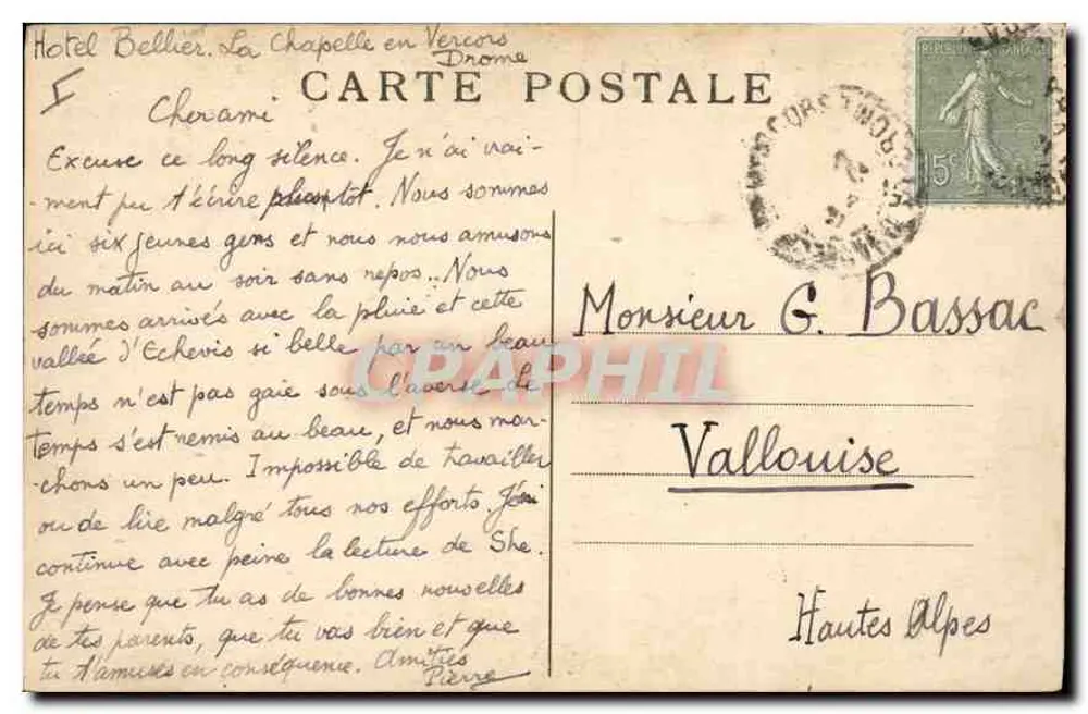 A Valle d'Echevis — Route des Grands-Goulets (Drôme) — Carta postal n°108 - Verso