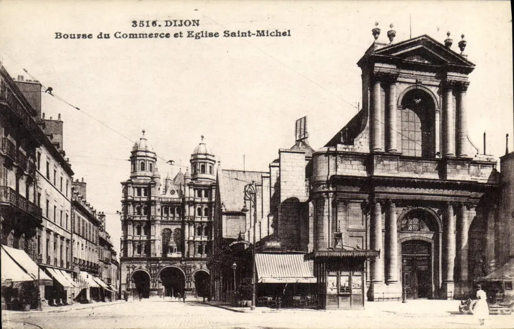 Dijon — Bolsa de Comércio e Igreja de São Miguel — Edições C. L. Besanson - Frente