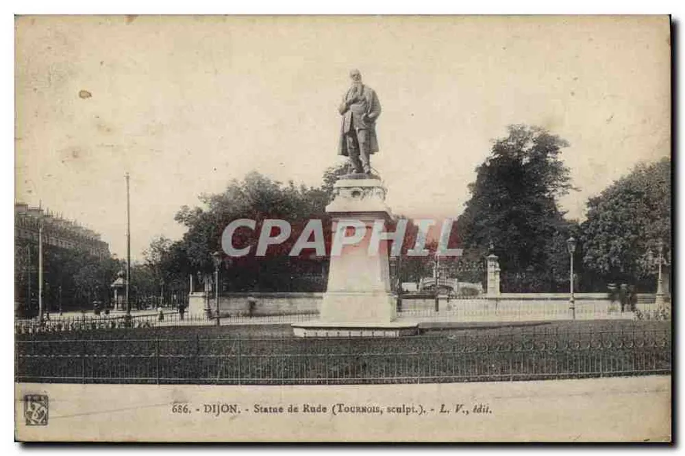 Dijon - Statue von Rude (Tournois, Bildhauer) - L. V., Verlag - Vorderseite