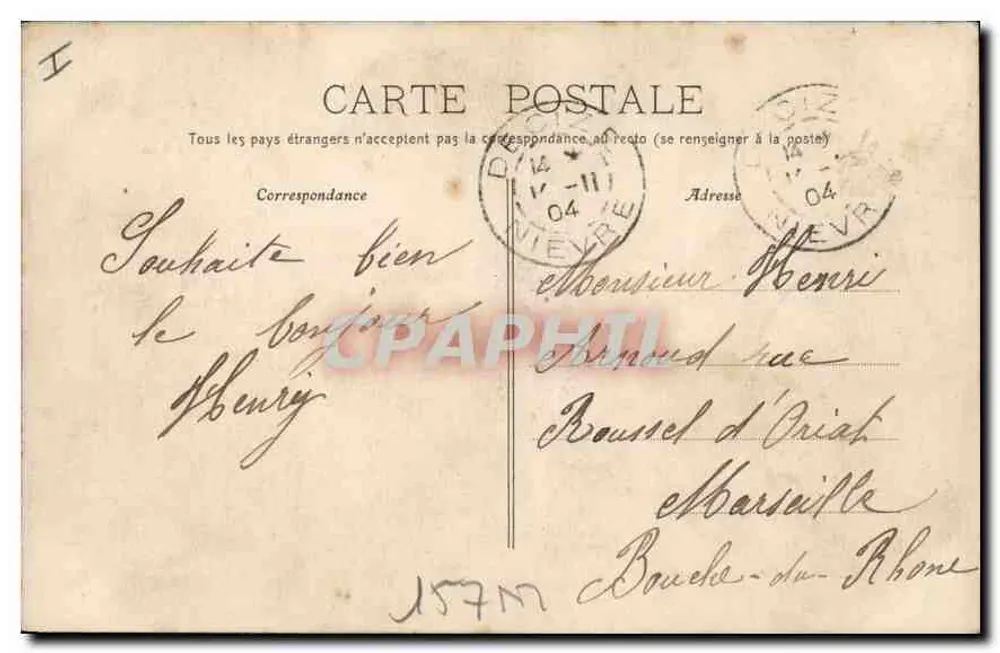 Dijon — Cachoeira, praça Darcy — Aubert édit., 10 r. Liberté Dijon - Verso