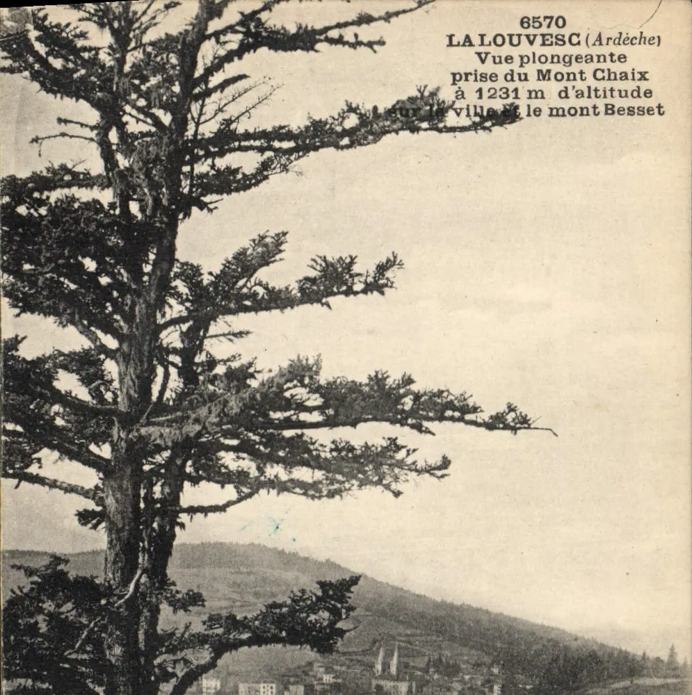 La Louvesc (Ardèche) — Luftbild vom Mont Chaix bei 1231 m Höhe der Stadt und des Mont Besset — n° 6570 - Vorderseite