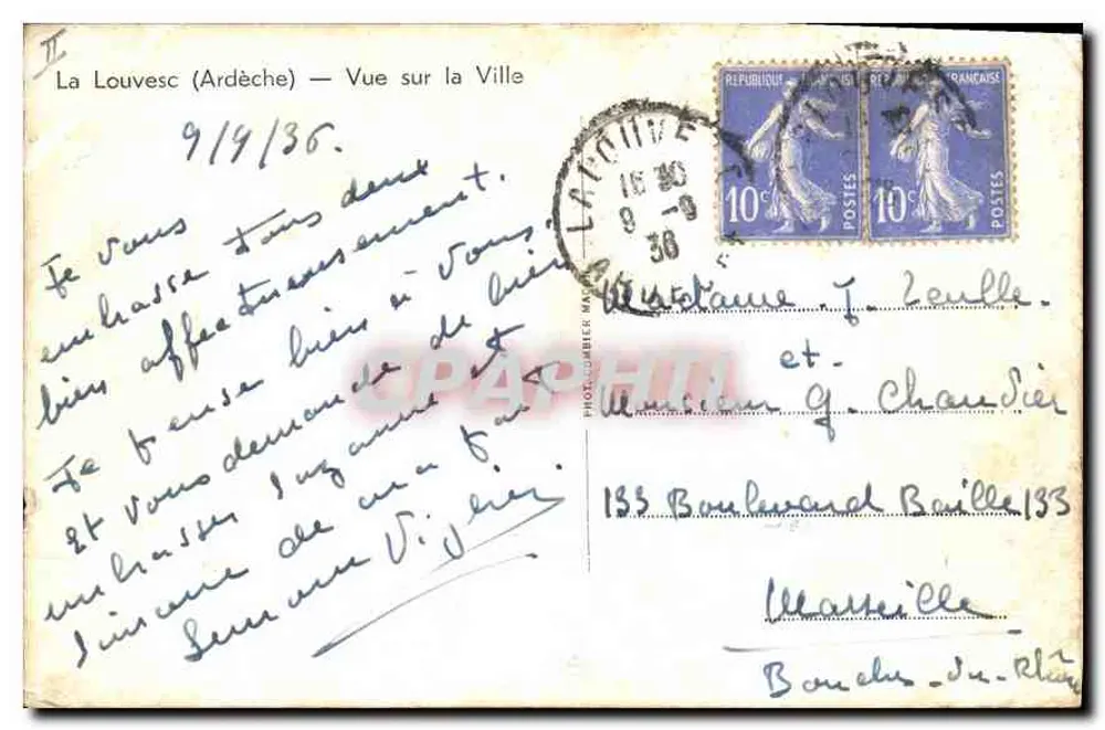 La Louvesc (Ardèche) — Blick auf die Stadt — Verlag Cimy - Rückseite