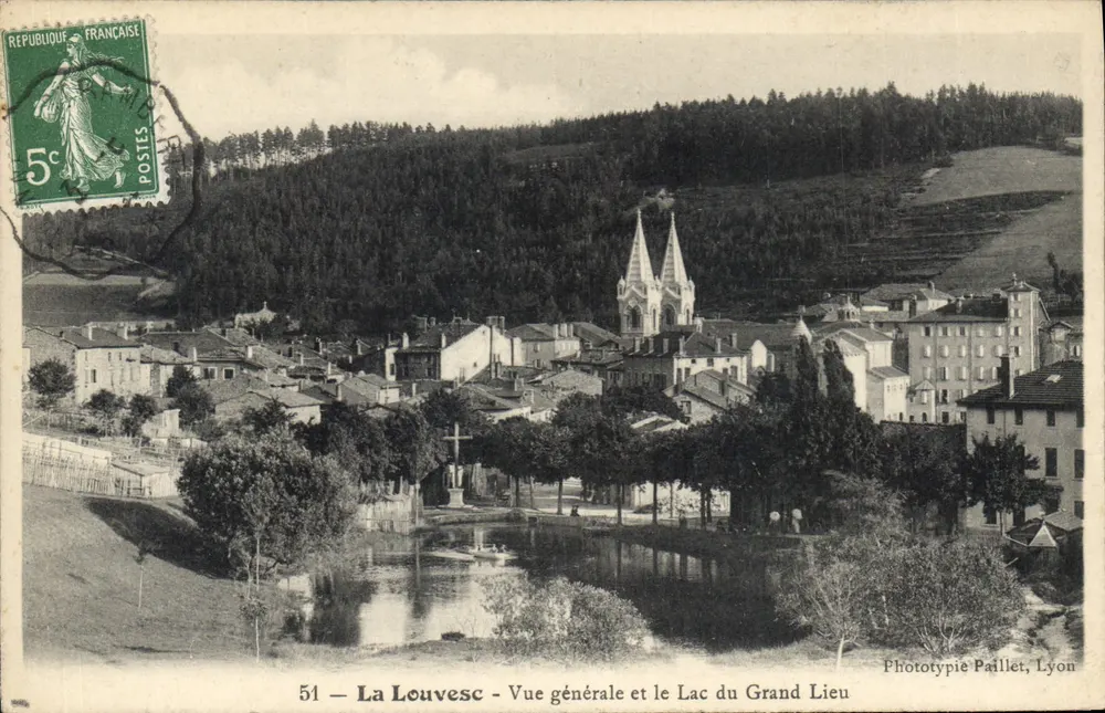 La Louvesc — Allgemeiner Blick und See du Grand Lieu — Phototypie Pailliet, Lyon - Vorderseite