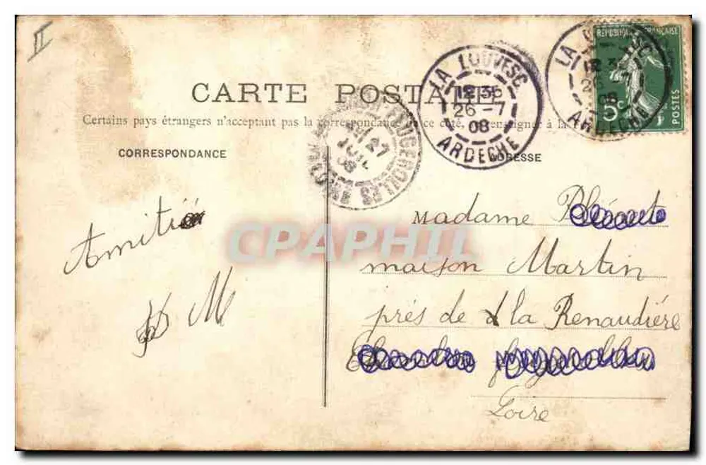 La Louvesc — Lembrança de La Louvesc — D. Paillot, Lyon - Verso