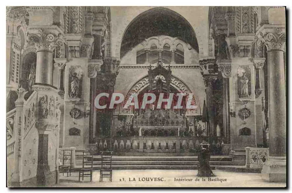 La Louvesc — Interior da Basílica — H. Fournier, editor Lyon, n° 23 - Frente