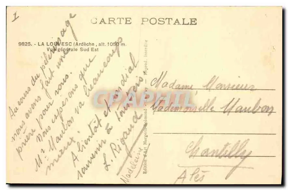 La Louvesc (Ardèche) — Allgemeiner Blick Südosten — Kunstausgabe Marguerite & Émondi — n° 9825 - Rückseite