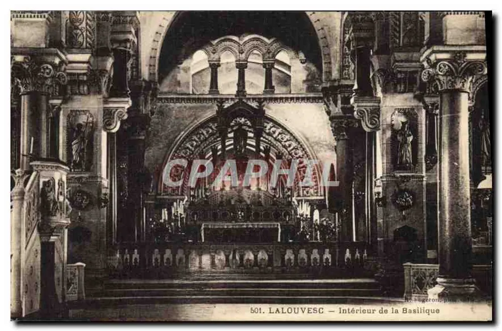 Lalouvesc — Interior da Basílica — Editor Legeron, n° 501 - Frente