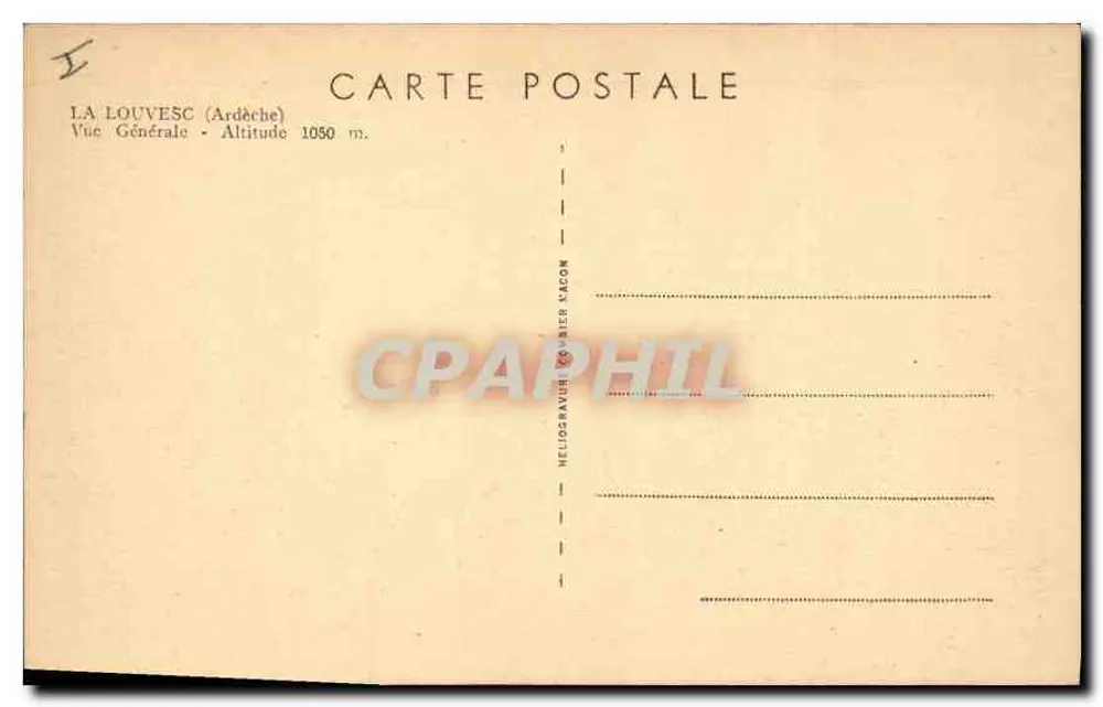 La Louvesc (Ardèche) — Vista Geral — Altitude 1050 m — Nélio Gravure & Pier Vacon - Verso