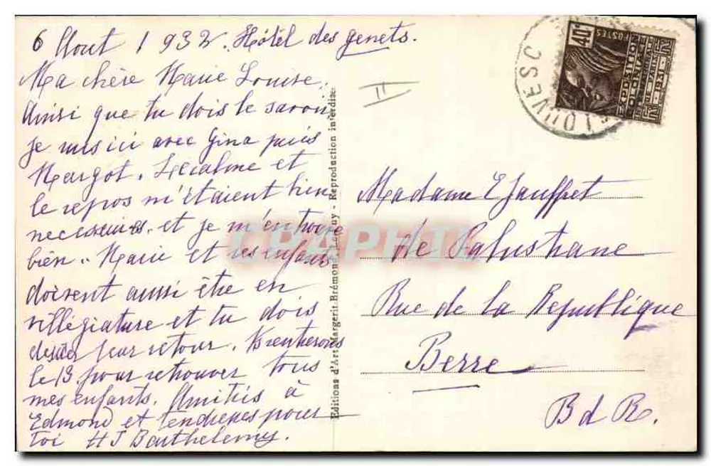 La Louvesc (Ardèche) — Place de la Fontaine — Éditions d'Art Régis Bédon - Rückseite