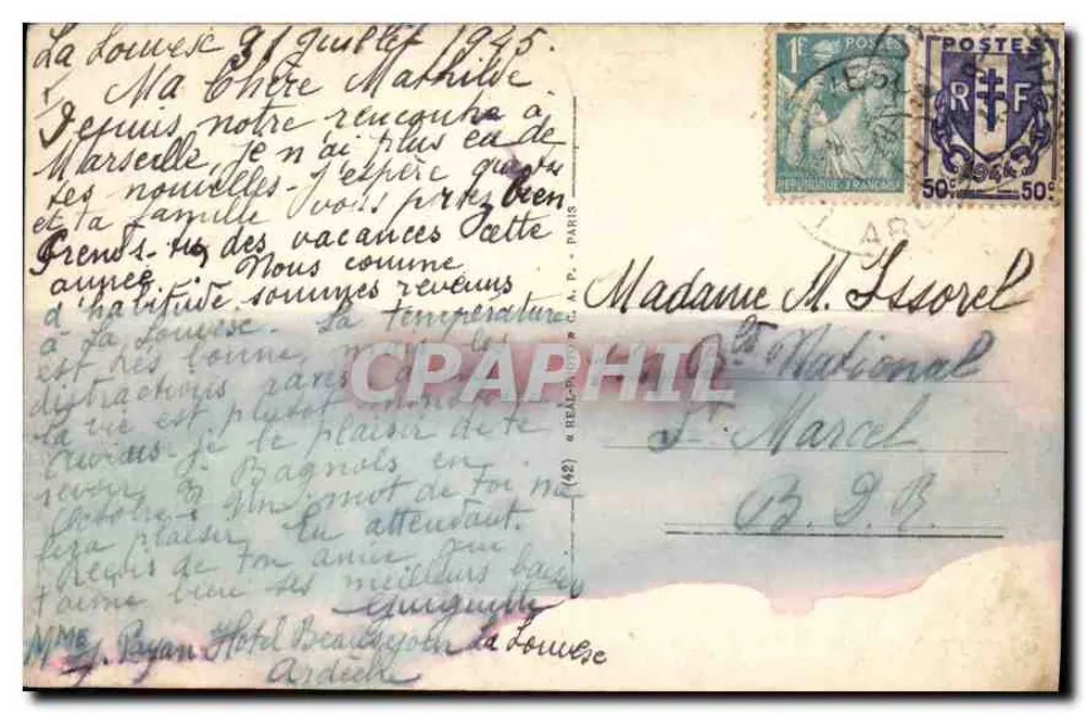 La Louvesc und Mont Besset — Panorama von La Rochelippe — A.R.H. n°39 - Rückseite