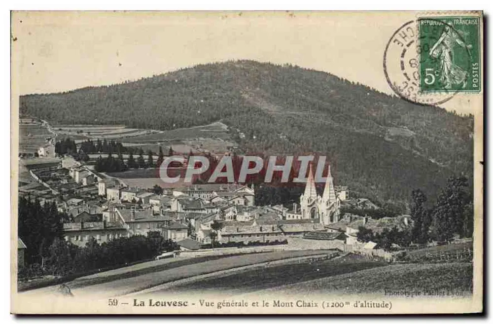 La Louvesc - Allgemeiner Blick und Mont Chaix (1200 m Höhe) — Phototypie Pailher Lyon, n°59 - Vorderseite