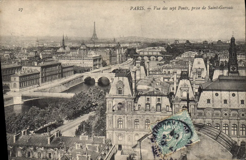Paris — Ansicht der sieben Brücken, Aufnahme von Saint-Gervais — N°27 - Vorderseite